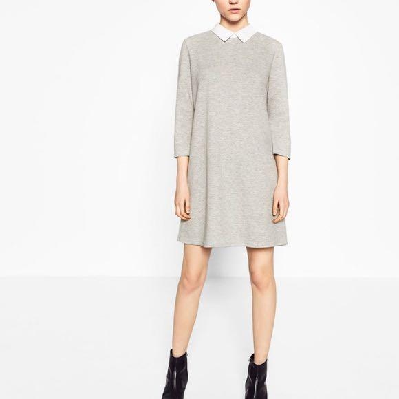 zara white collar dress