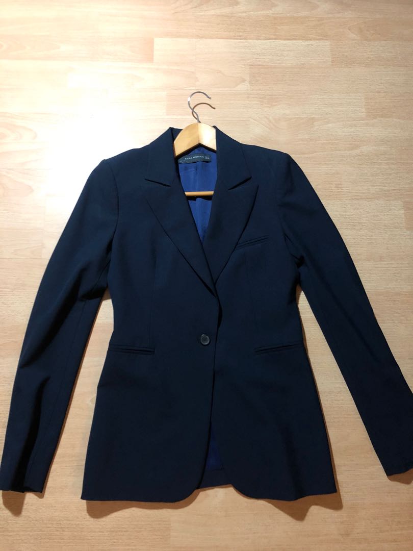 ZARA navy blazer, Women's Fashion, Coats, Jackets and Outerwear on ...