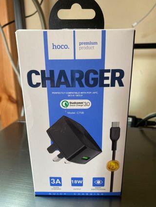Hoco. C70B QC3.0認證 快速充電插座加Type-C 線