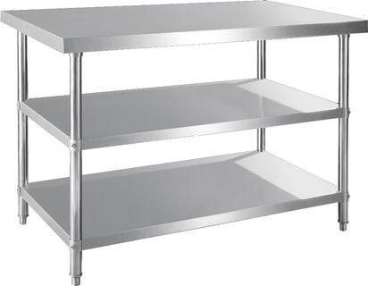 Stainless table with mid and bottom shelves 3 layers table