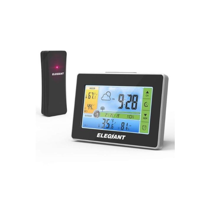 4965) ELEGIANT Wireless weather station, indoor and outdoor thermometer, hygrometer with sensor