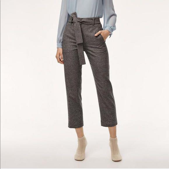 Aritzia Wilfred Grey Wool Tie-Front 