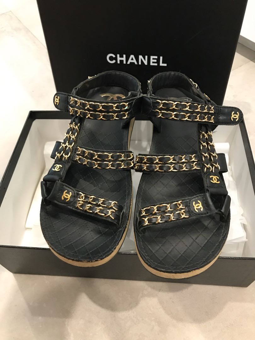 CHANEL Chain Sandals Shoes 35 12  AMORE Vintage Tokyo