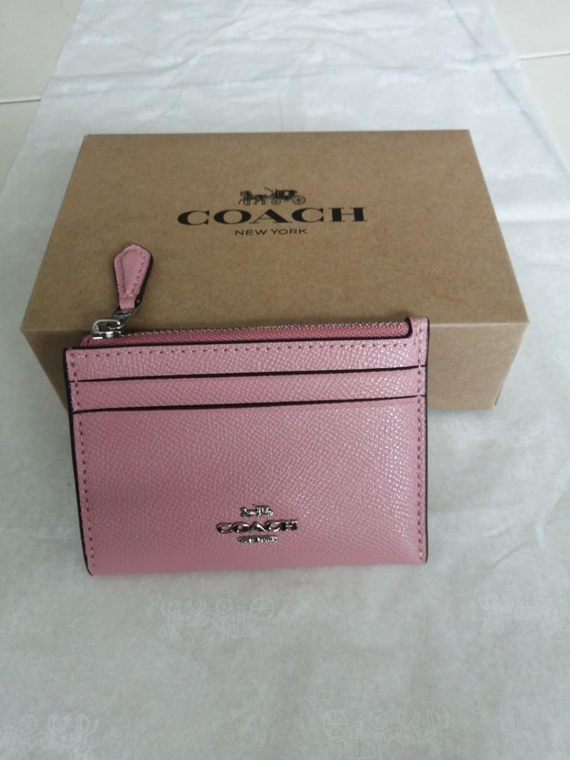 coach card holder pink