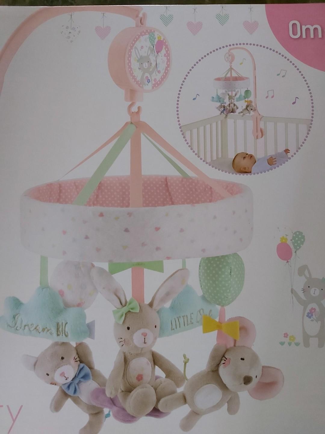 cot mobile pink and grey