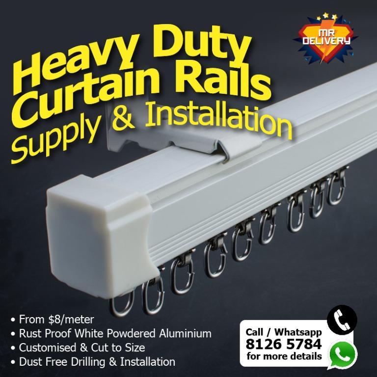 Curtain Tracks For Sale (Category: Other Home Decor) located in Singapore. Submitted by mrdelivery (Listing ID 278931718, Image 1). Description: All our curtain railings / tracks are customised and pre cut to your desired length upon delivery. FREE site measurement for confirmed orders of more than 10 meters in length with installation. Pricing ★ $8/m for curtain tracks only ★ Installation fees of $25 per set of track (up to maximum of 2.99 meter