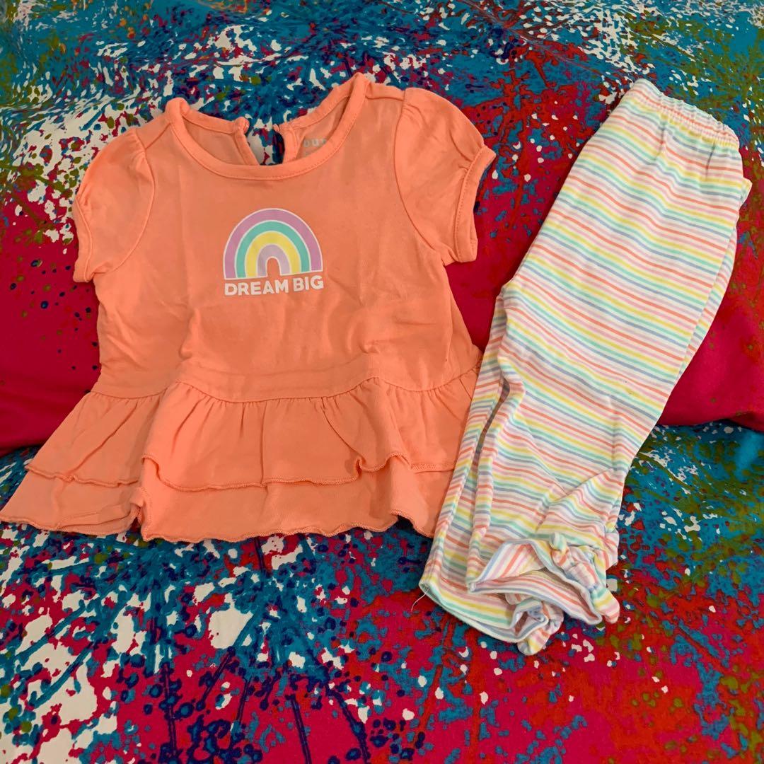 Dream Big Blouse and Leggings Set (Category: Babies & Kids Fashion) located in Paranaque City. Submitted by cee_shop (Listing ID 278887838, Image 1). Description: Set Includes: - Blouse with Dream Big print - Stripped Leggings • For 3-6 months • Used •Shipped from US.