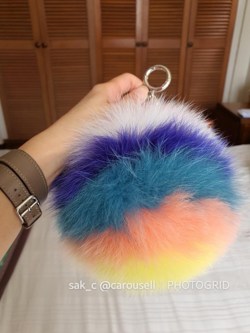 Fendi Rainbow Pom Pom keyring bag charm Luxury Accessories on