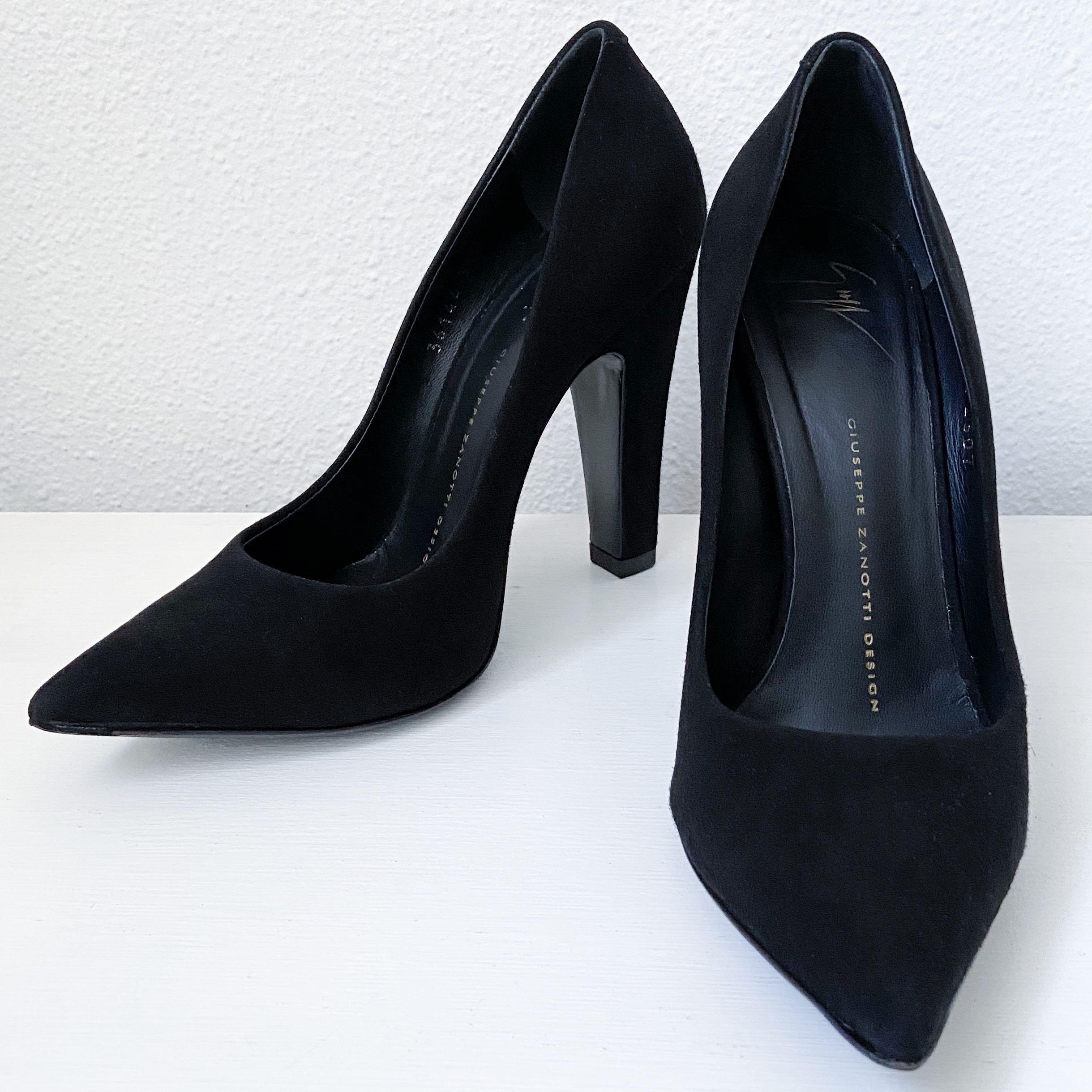 authentic black suede heels pumps 