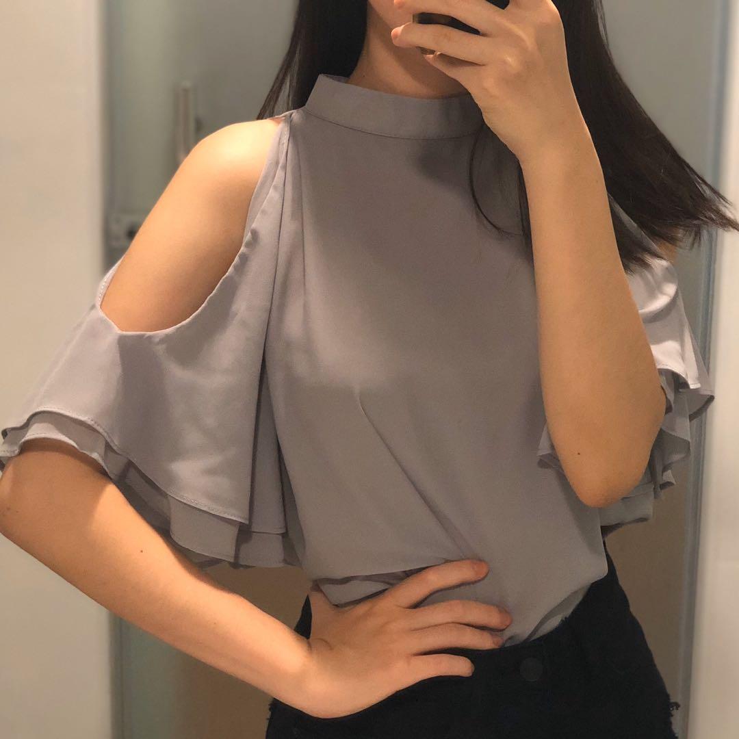 grey chiffon top