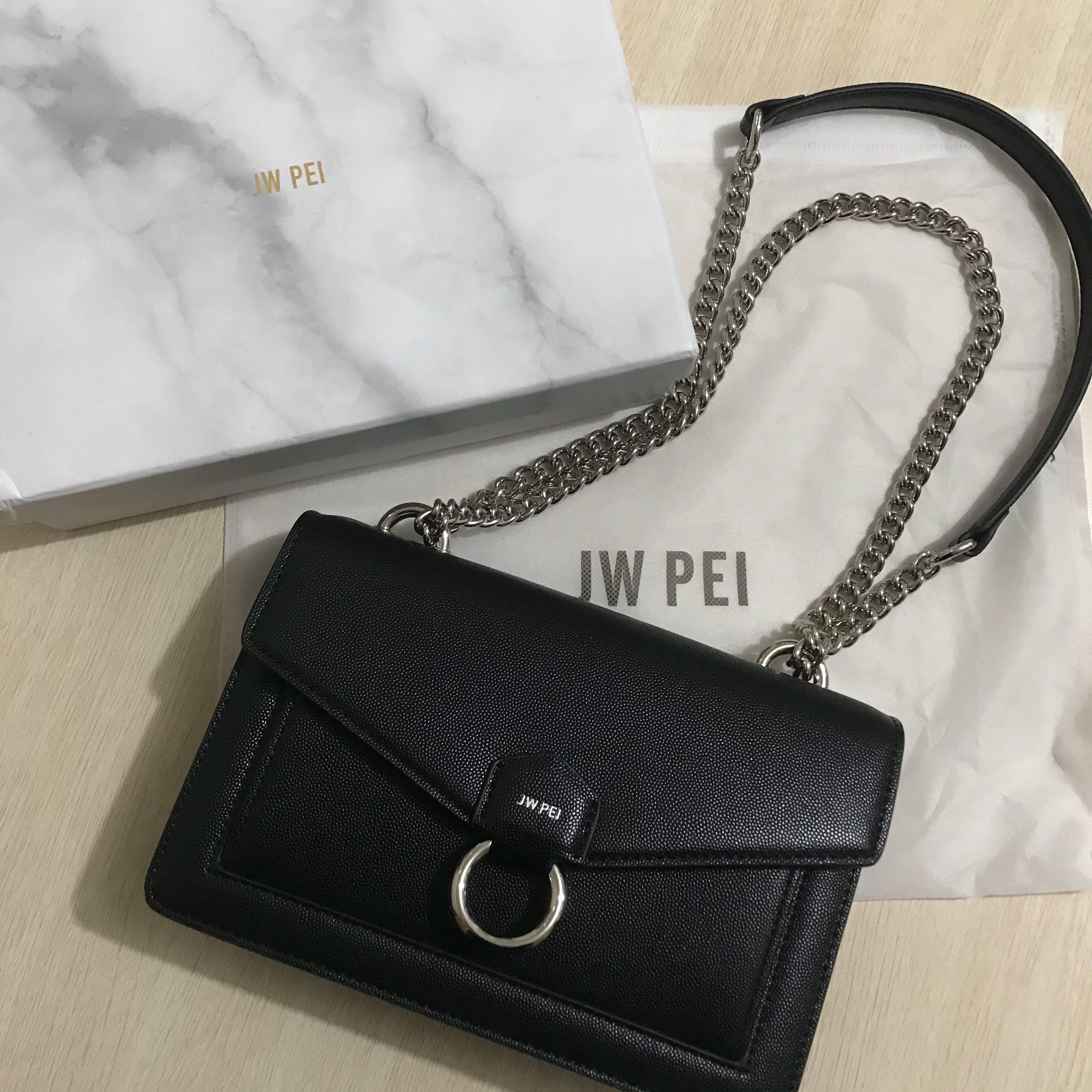 The envelope silver chain crossbody bag black Clearance