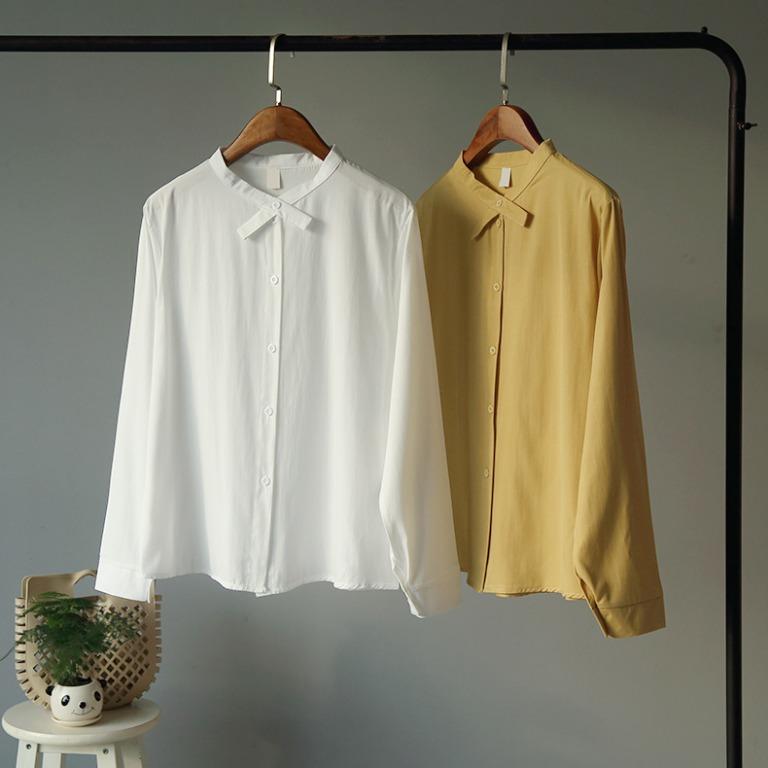yellow and white long sleeve shirt
