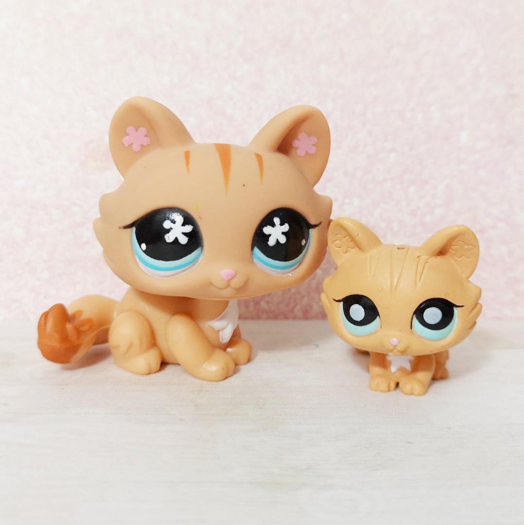 Littlest Pet Shop lps rare crouching cat dangler and orange crouching cat
