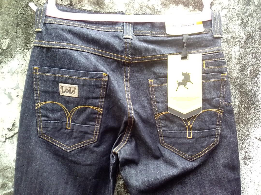 LOIS Jeans Stright Cut Dark Blue Original, Fesyen Pria, Pakaian ...