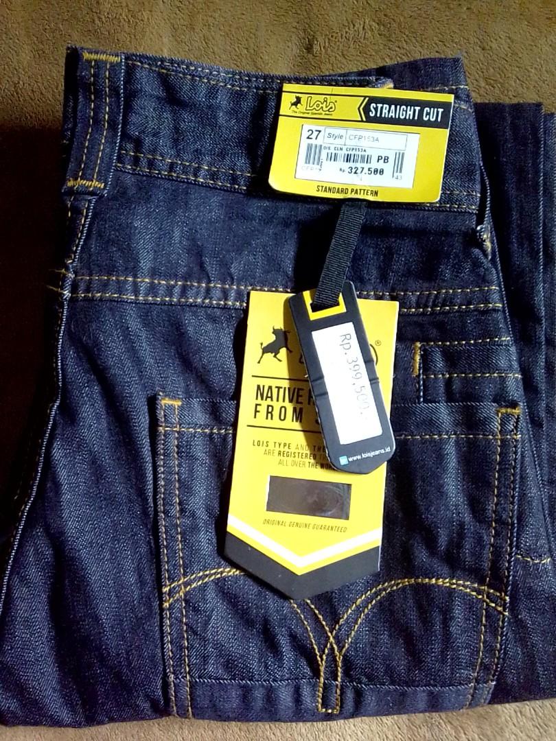 LOIS Jeans Stright Cut Dark Blue Original, Fesyen Pria, Pakaian ...