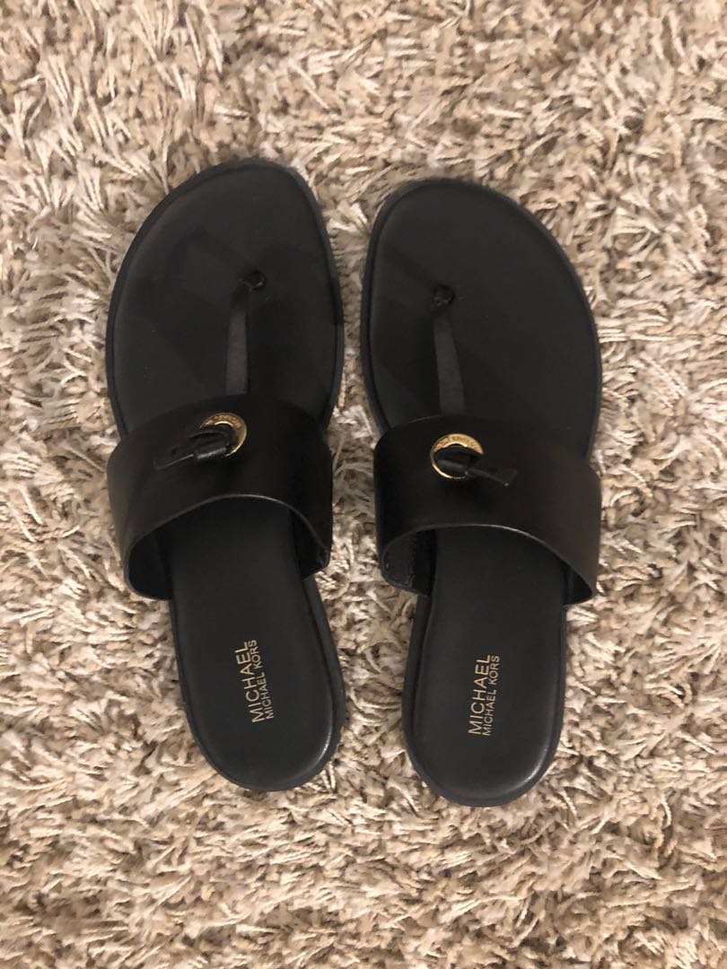michael kors black thong sandals