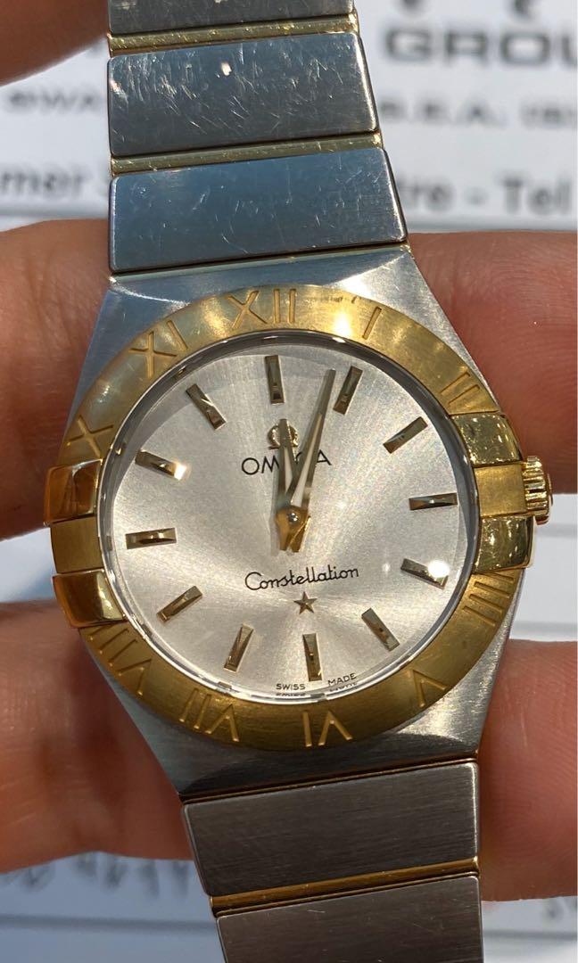 Omega Constellation (Category: Watches) located in Singapore. Submitted by og888 (Listing ID 279001663, Image 2). Description: Condition: 9/10 ( minor abrasion - not for fussy buyers) 27mm ( closed to 28mm look) - brushed solid 18k yellow gold bezel - 2 years warranty from 23 sept 2019 - battery operated quartz movement - certificate of authenticity - brushed with stainless steel case - brushed stainless steel with polished 18k yellow gold bracel