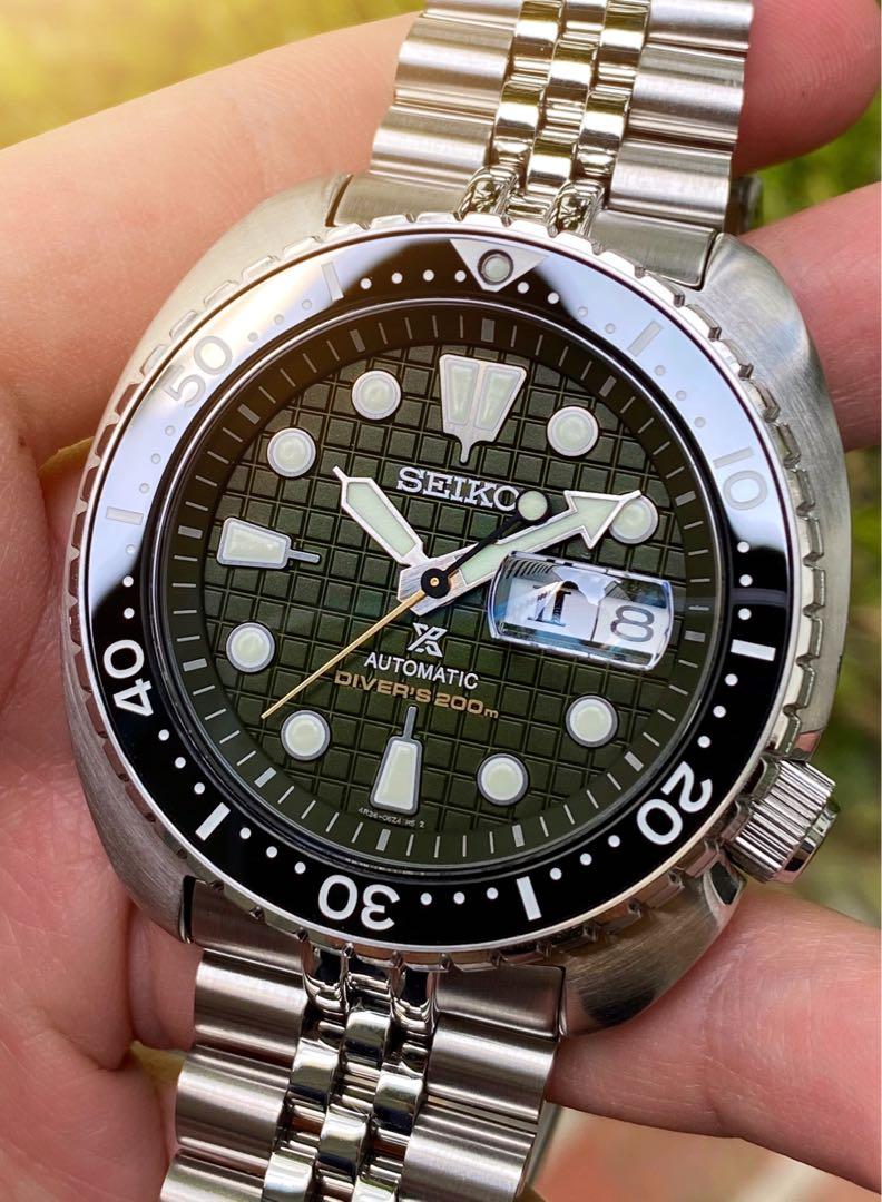 Seiko Green “King Turtle” SRPE05K with Strapcode Super Jubilee, Luxury,  Watches on Carousell