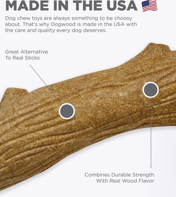 USA MADE LARGE Petstages Dogwood Stick Dog Chew Toy Safe, Natural