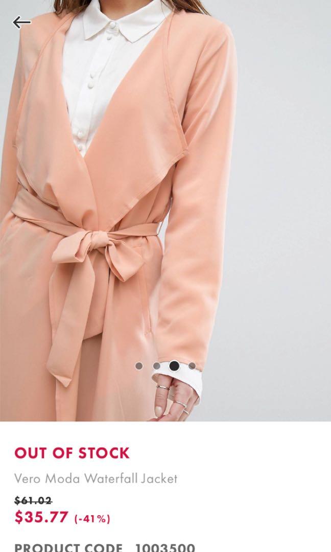 VERO MODA PINK WATERFALL COAT Women s Fashion Clothes on Carousell