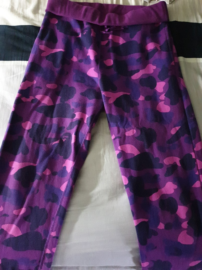 Bape purple camo jogger pants Men s Fashion Bottoms Joggers