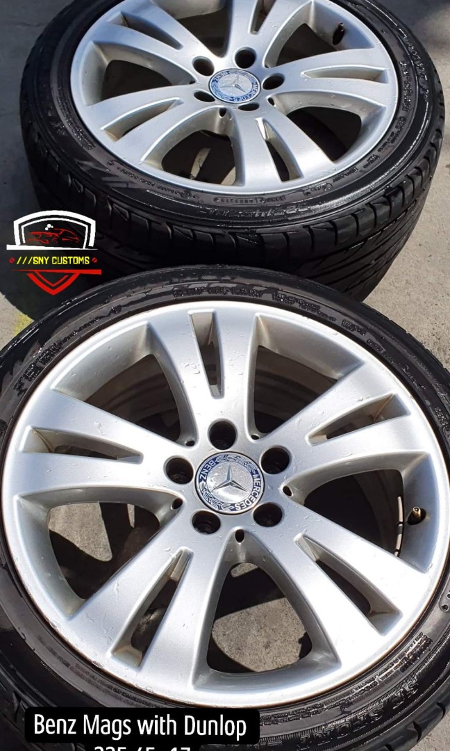 Benz 17 Mags rims c200 w204 Dunlop 225 45 r17, Car Parts & Accessories ...