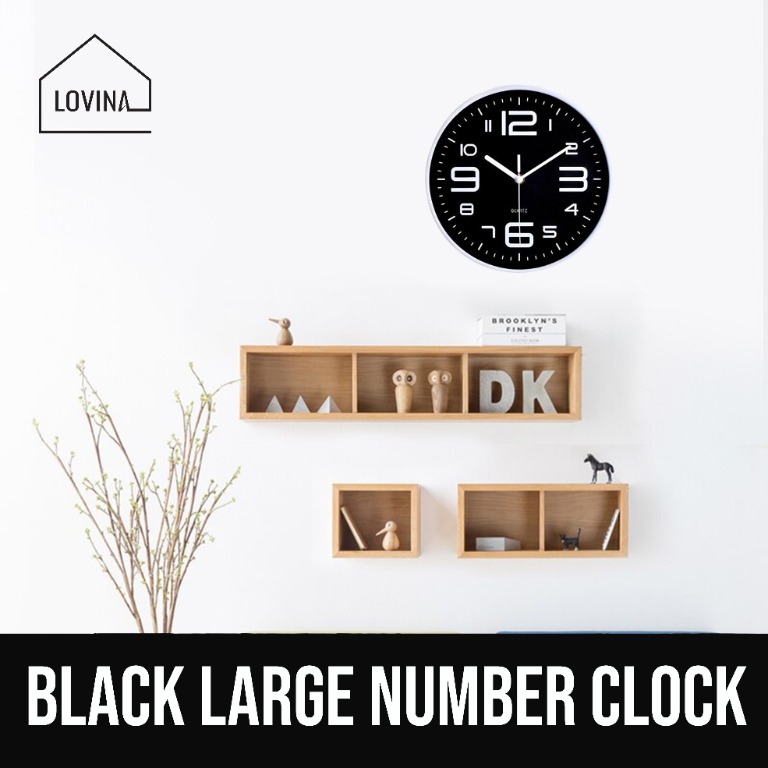 Black Large Number Wall Clock Minimalist Home Decor Furniture Home Decor Others On Carousell