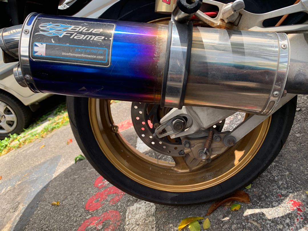 Blue flame exhaust, Motorcycles, Motorcycle Accessories on Carousell