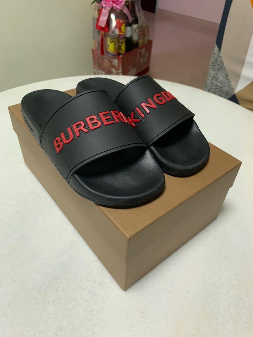 Burberry kingdom slides (red and black ), Men's Fashion, Footwear,  Flipflops and Slides on Carousell