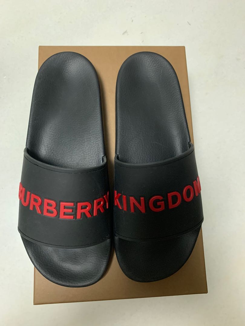 Burberry kingdom slides red and black Men s Fashion Footwear