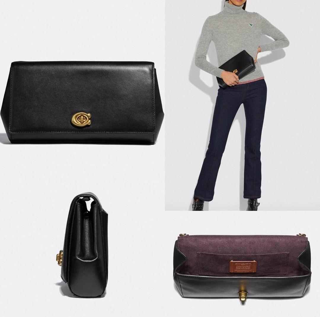 Coach alexa turnlock clutch in smooth leather on sale