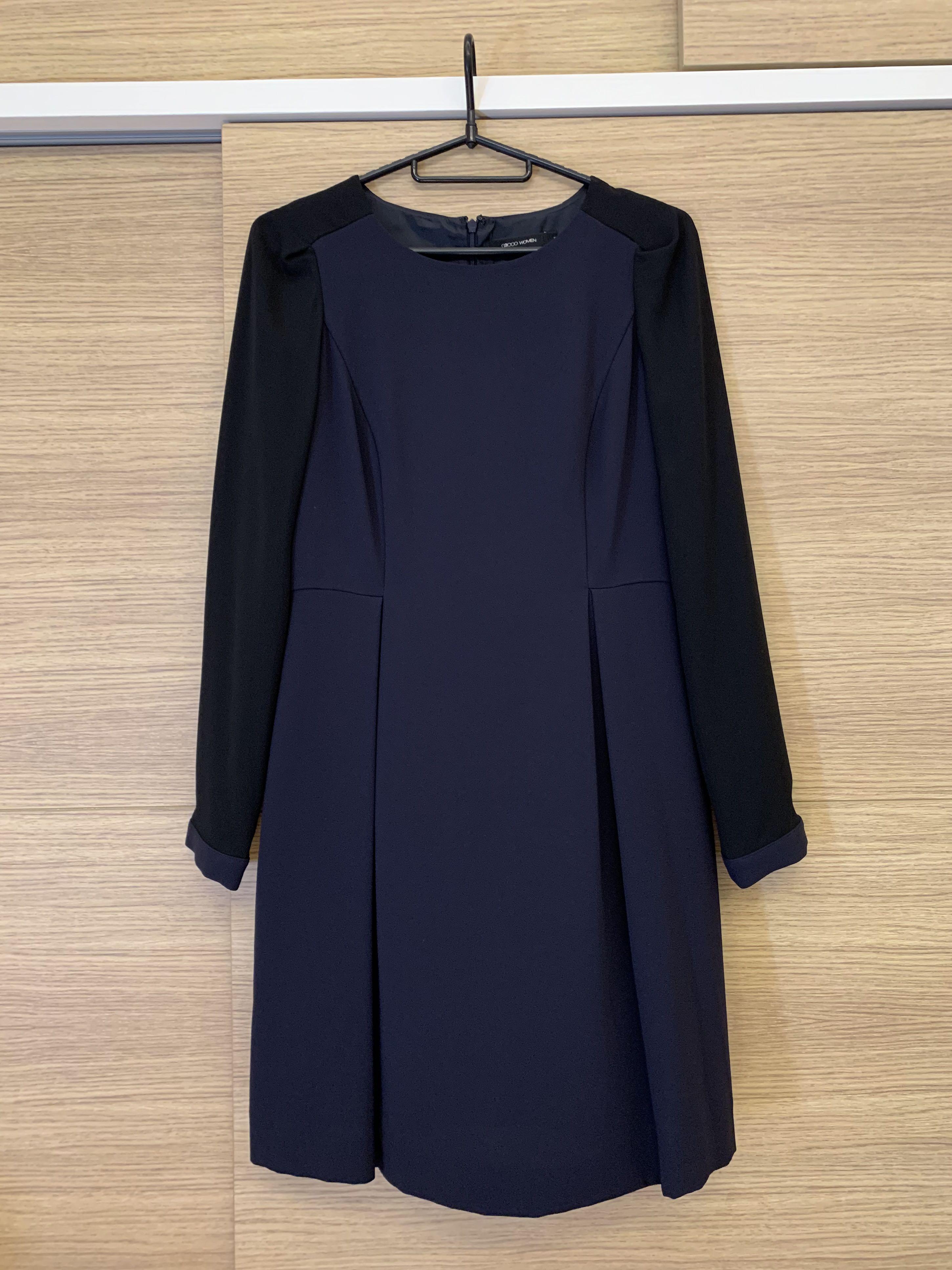G2000 long sleeve navy midi dress, Women's Fashion, Muslimah