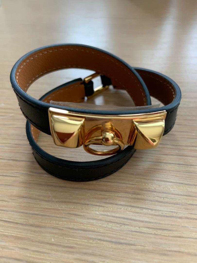 Hermes Rivale Double Tour Bracelet Black Calf Leather Xs Luxury Accessories Others On Carousell