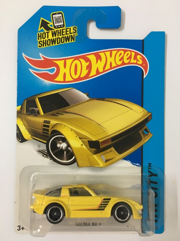 Hot Wheels JDM 2014 021/250 HW City Mazda RX7 Yellow MOSC, Hobbies