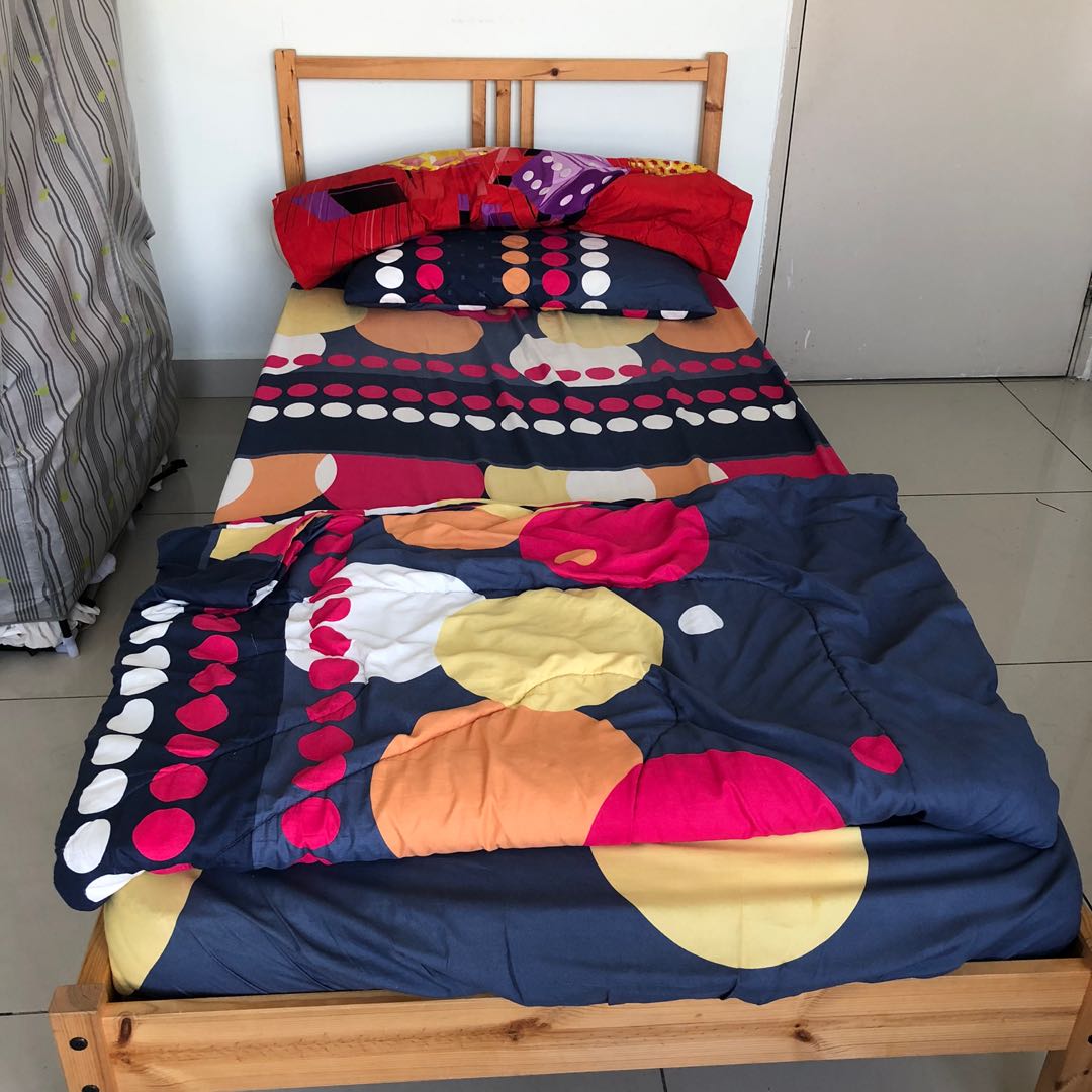 IKEA BED FRAME FULL SET, Furniture & Home Living, Furniture, Bed Frames & Mattresses on Carousell
