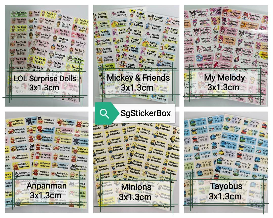 Medium Cartoon Name stickers Waterproof, Hobbies & Toys, Stationery & Craft, Stationery & School