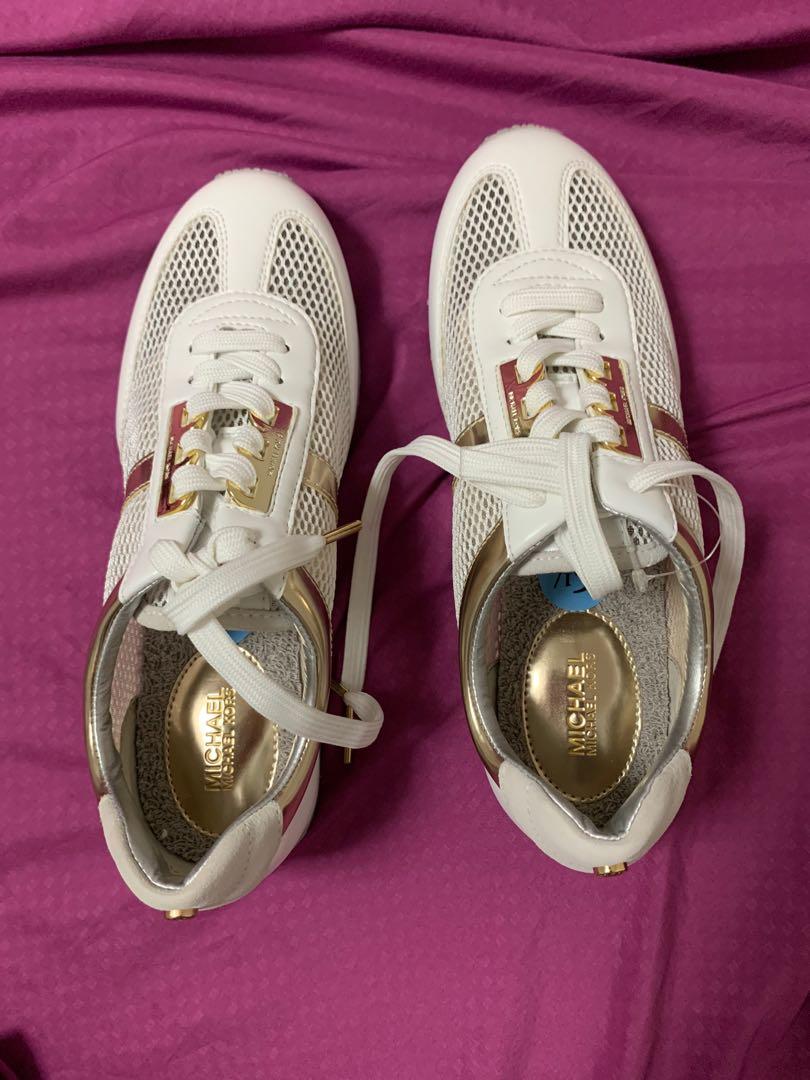 michael kors white and silver sneakers