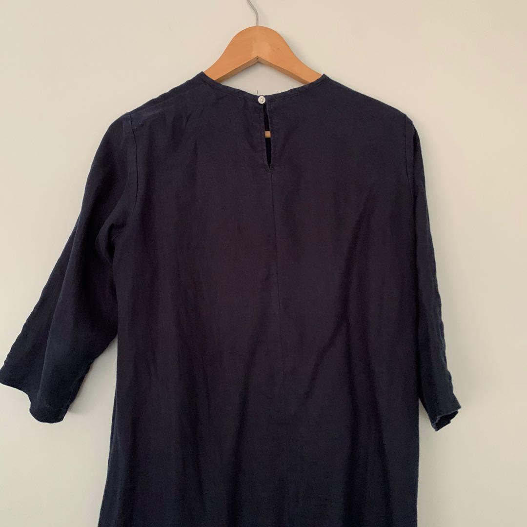 Muji Linen Midi Dress, Women's Fashion, Dresses & Sets, Dresses on Carousell