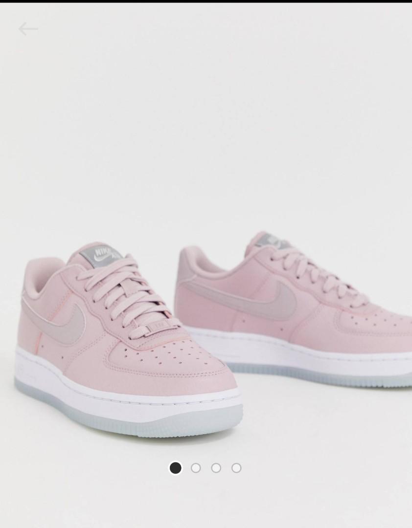 pastel pink white and grey nike sneakers