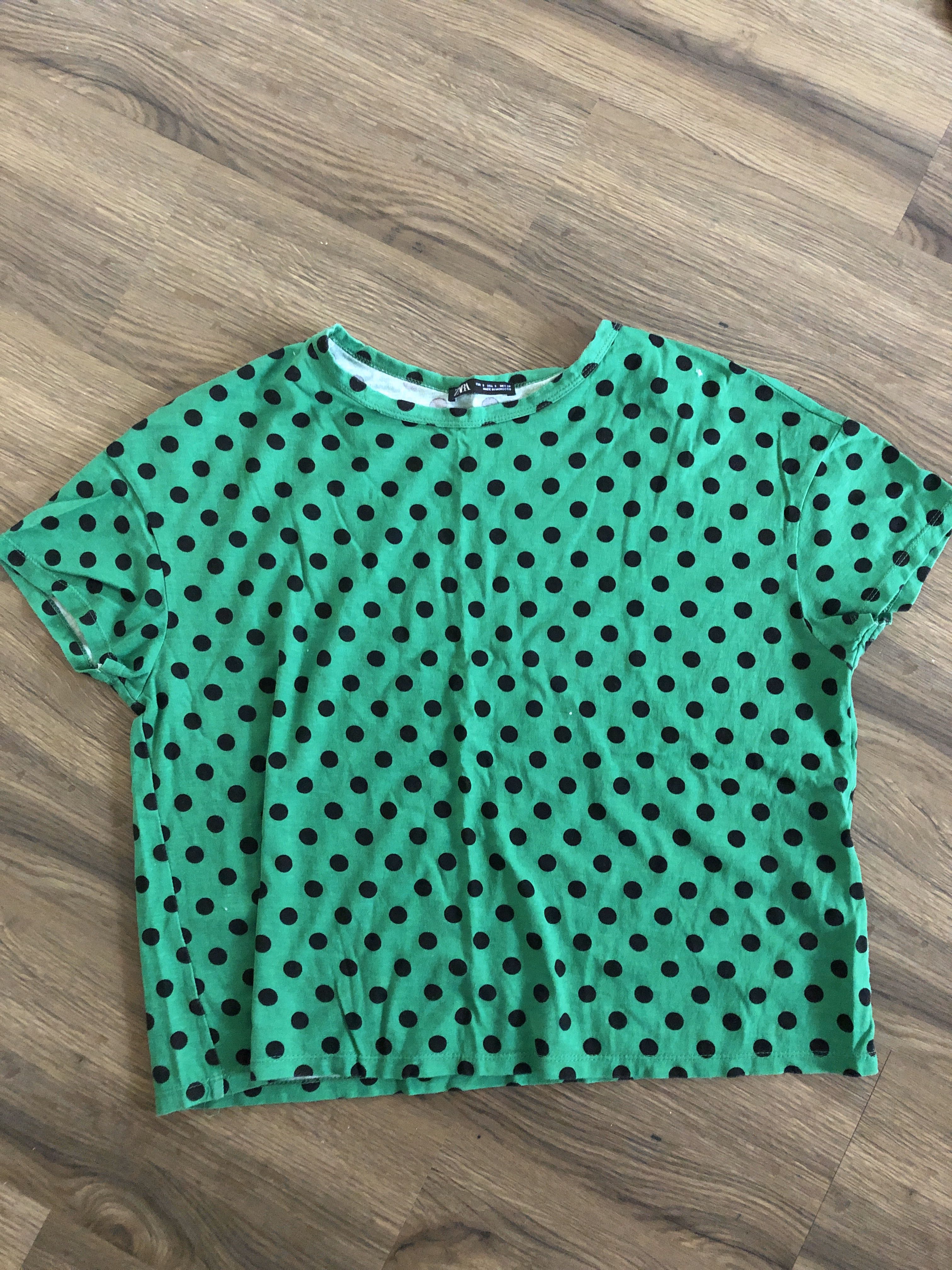 green polka dot top zara
