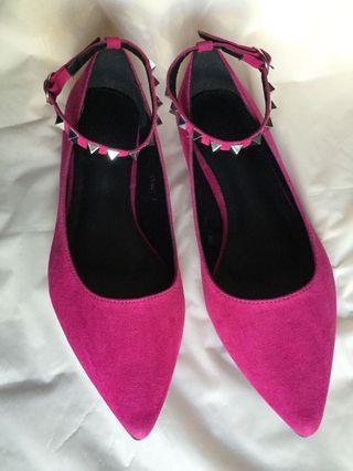NEW‼️ Parisian Suede Fuchsia Studded Strap Pointed Doll Shoes NEW‼️ Parisian Suede Fuchsia Studded Strap Pointed Doll Shoes