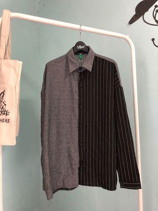 全新 🆕 男款 拼接直條紋襯衫
