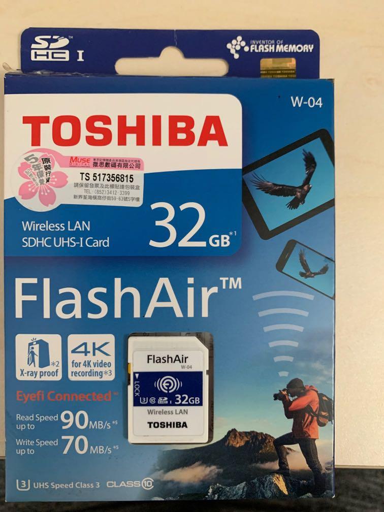 有保至22年Toshiba FlashAir W-04 32GB, 電腦＆科技, 電腦周邊及配件