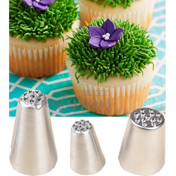 3pcs Grass Hair Fur Piping Tip Mont Blanc Decorating Nozzle Multi