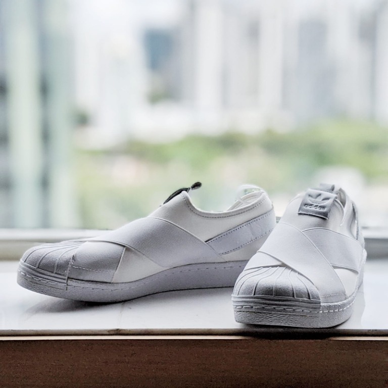 62 Cheaper adidas Originals Superstar Slip On Full White Trainers Used once US 9.5 UK 8 EU 42