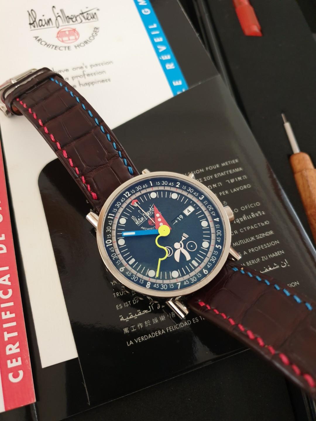 Alain Silberstein Alarm GMT La Reveil Titanium, Luxury, Watches on Carousell