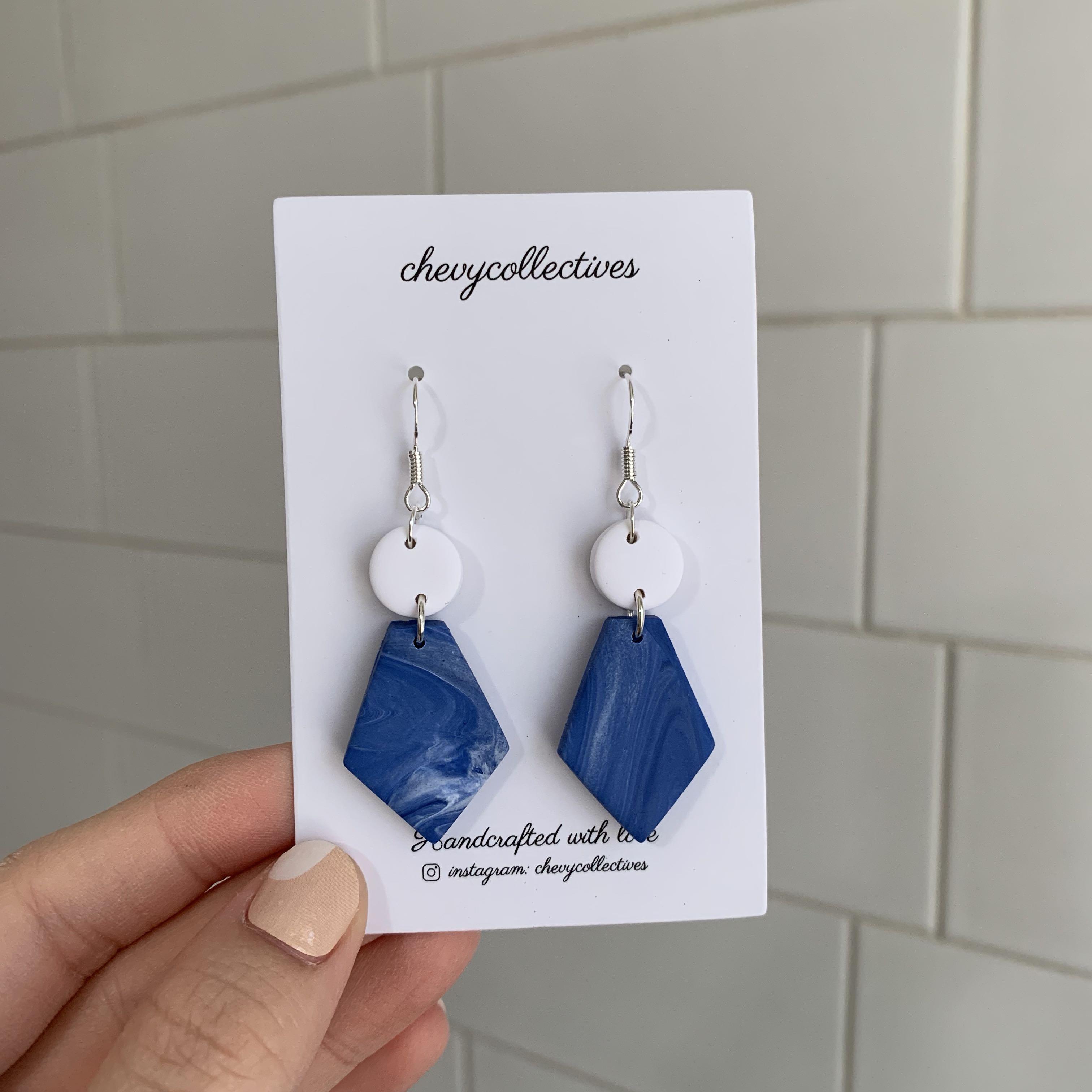 Blue polymer hot sale clay earrings