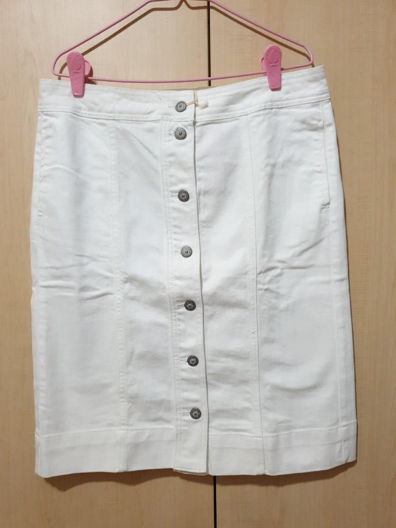 m&s white denim skirt