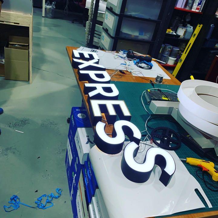 Box up lettering with LED light signage, Furniture & Home Living ...