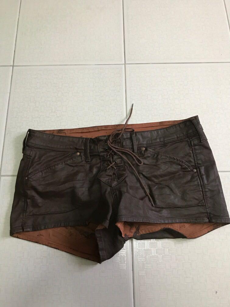Brown Faux Leather Shorts H M Women s Fashion Bottoms Other Bottoms on Carousell